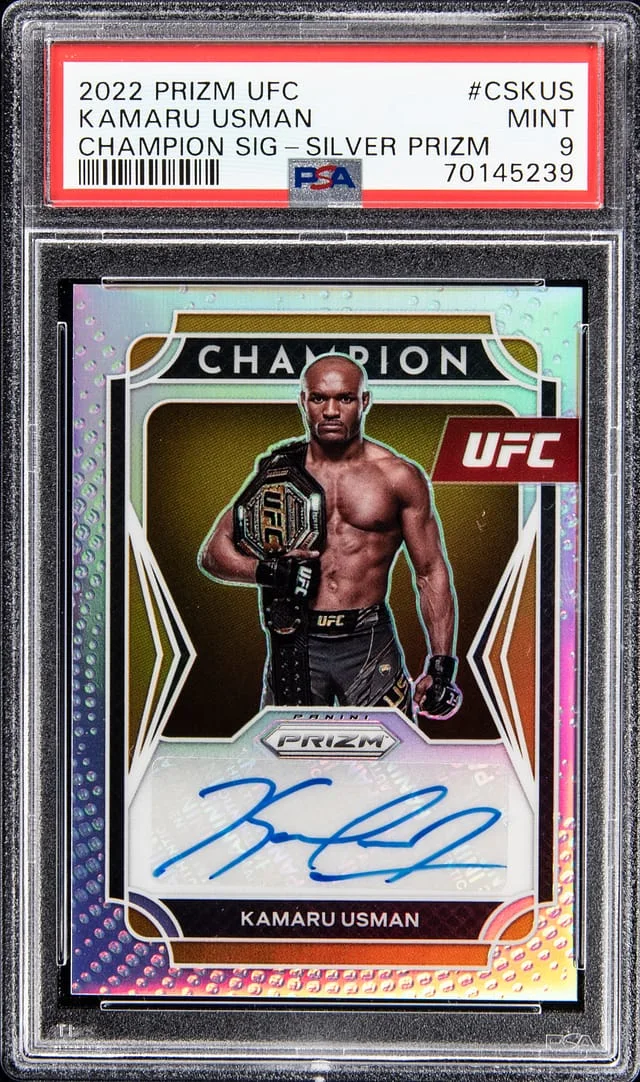 2022 Panini Prizm Kamaru Usman UFC Champion Signatures Silver #CSKUS card image