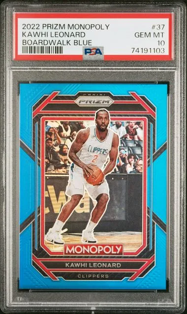 2022 Panini Prizm Kawhi Leonard Monopoly Boardwalk Blue #37 card image