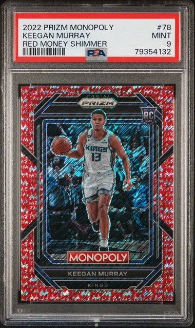 2022 Panini Prizm Keegan Murray Monopoly Red Money Shimmer #78 card image