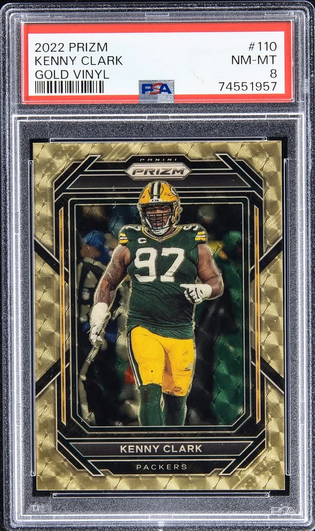 2022 Panini Prizm Kenny Clark Gold Vinyl #110 card image