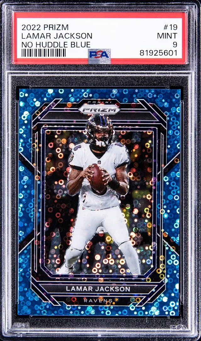 2022 Panini Prizm Lamar Jackson No Huddle Blue #19 card image