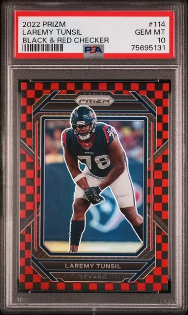 2022 Panini Prizm Laremy Tunsil Black & Red Checker #114 card image