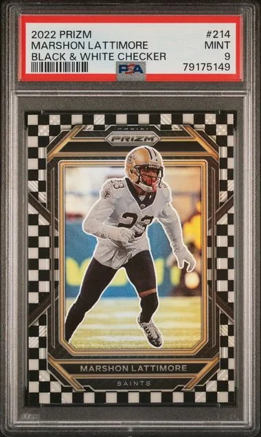 2022 Panini Prizm Marshon Lattimore Black & White Checker #214 card image