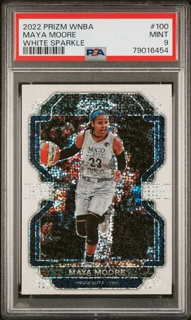 2022 Panini Prizm Maya Moore WNBA White Sparkle #100 card image