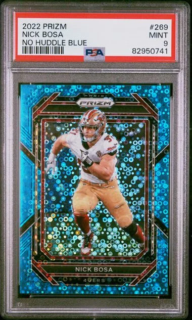 2022 Panini Prizm Nick Bosa No Huddle Blue #269 card image
