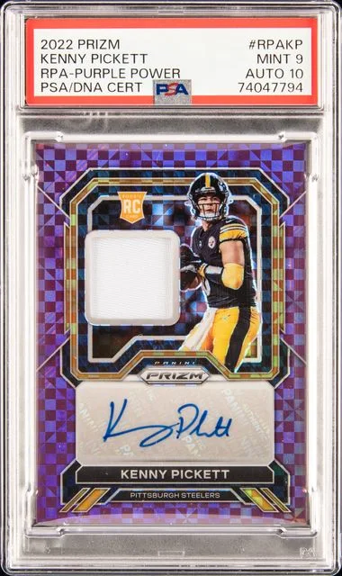 2022 Panini Prizm Patch Autographs Purple Power Rpakp Kenny Pickett #no-number card image
