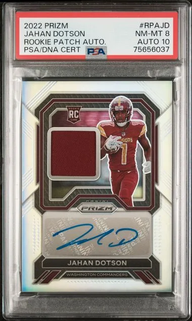 2022 Panini Prizm Patch Autographs Rpajd Jahan Dotson #no-number card image