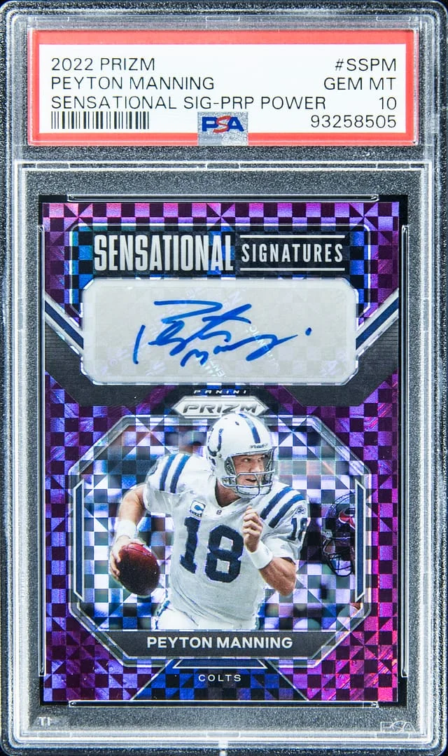 2022 Panini Prizm Peyton Manning Sensational Signatures Black Finite #SS-PM card image