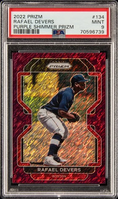2022 Panini Prizm Rafael Devers Purple Shimmer Prizm #134 card image