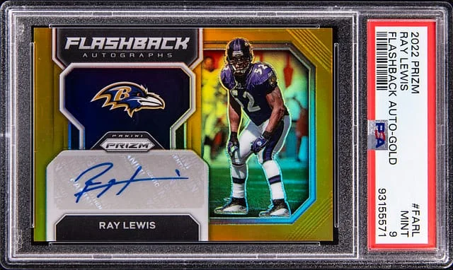2022 Panini Prizm Ray Lewis Flashback Autograph Gold #FA-RL card image
