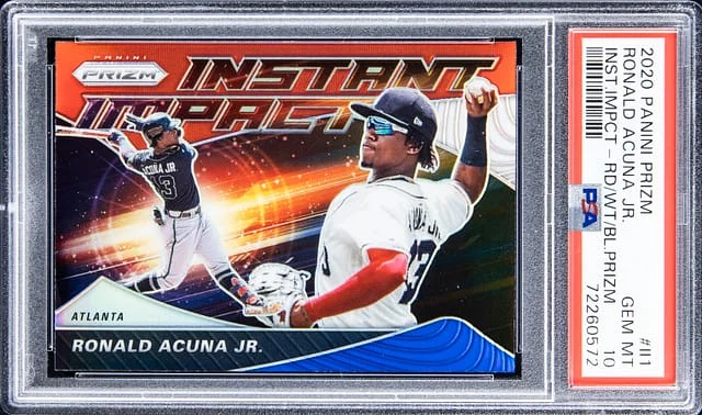 2022 Panini Prizm Ronald Acuna Jr. Instant Impact Red/White/Blue Prizm #II-1 card image