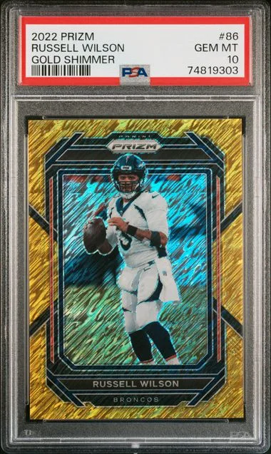 2022 Panini Prizm Russell Wilson Gold Shimmer #86 card image