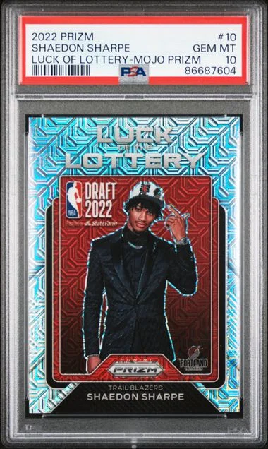 2022 Panini Prizm Shaedon Sharpe Luck Of The Lottery Mojo Prizm #10 card image