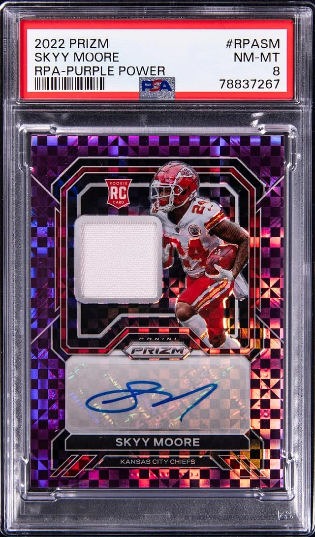2022 Panini Prizm Skyy Moore Patch Autograph Purple Power #RPA-SM card image