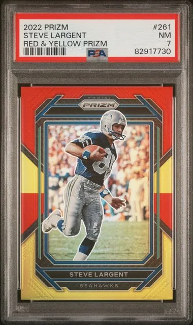 2022 Panini Prizm Steve Largent Red & Yellow Prizm #261 card image