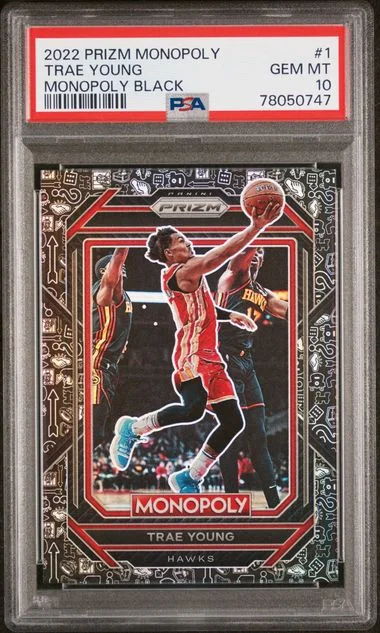 2022 Panini Prizm Trae Young Monopoly Monopoly Black #1 card image