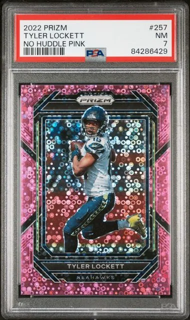 2022 Panini Prizm Tyler Lockett No Huddle Pink #257 card image