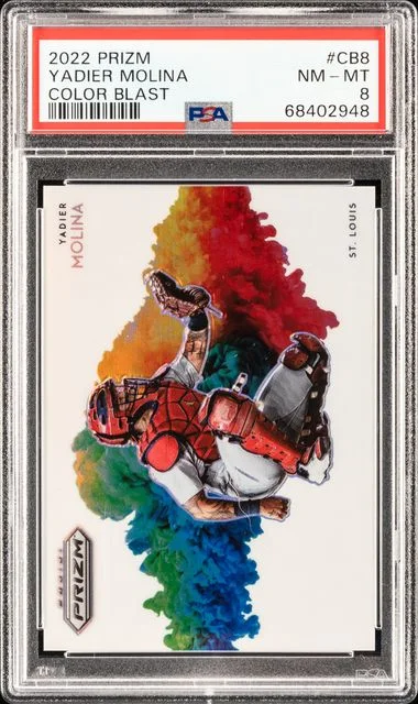 2022 Panini Prizm Yadier Molina Color Blast #CB8 card image