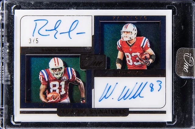 2022 Panini Randy Moss/Wes Welker One Plus One Signatures #150 card image