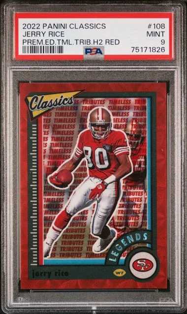 2022 Panini Red 108 Jerry Rice Classics Premium Edition Timeless Tributes #H2 card image