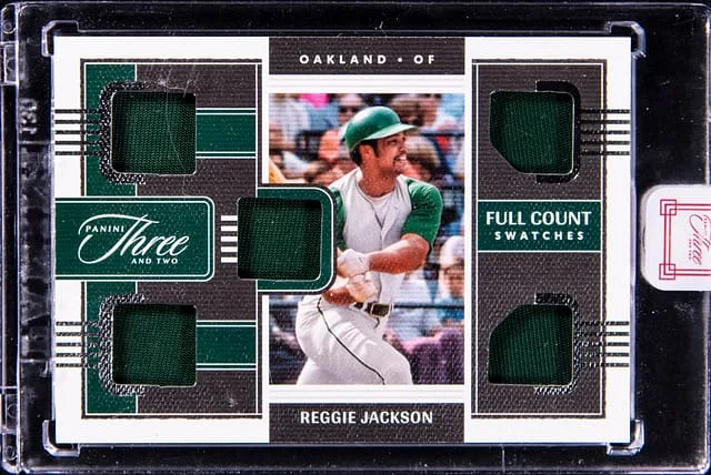 2022 Panini Reggie Jackson Three And Two Full Count Swatches Holo Silver #FCS-RJ card image
