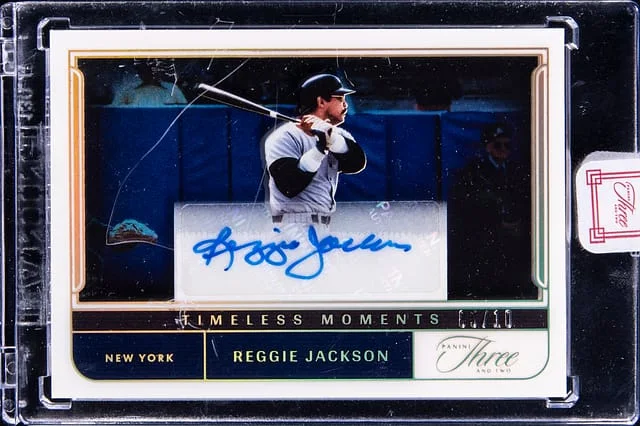 2022 Panini Reggie Jackson Three and Two Timeless Moments Holo Gold #TMS-RJ card image
