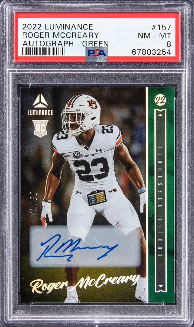 2022 Panini Roger McCreary Luminance Autograph Green #157 card image