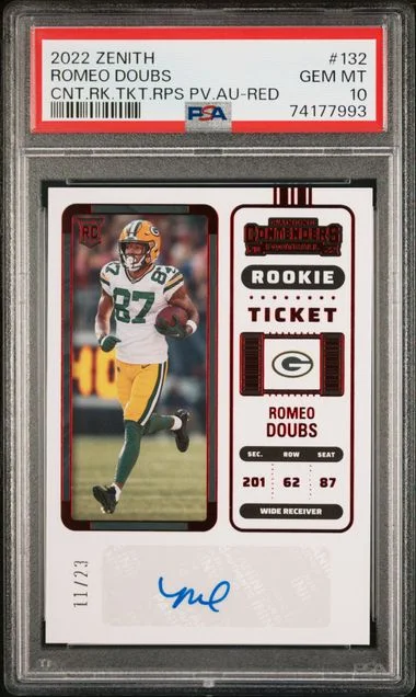 2022 Panini Romeo Doubs Zenith Contenders Ticket Rps Preview Autograph #132 card image