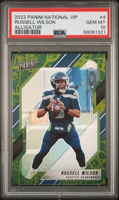 2022 Panini Russell Wilson National VIP Alligator #4 card image