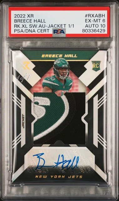 2022 Panini Rxabh Breece Hall Xr Xl Swatch Autographs Jacket #1/1 card image