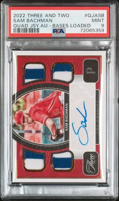 2022 Panini Sam Bachman Three and Two Quad Jersey Autographs Bases Loaded #QJA-SB card image