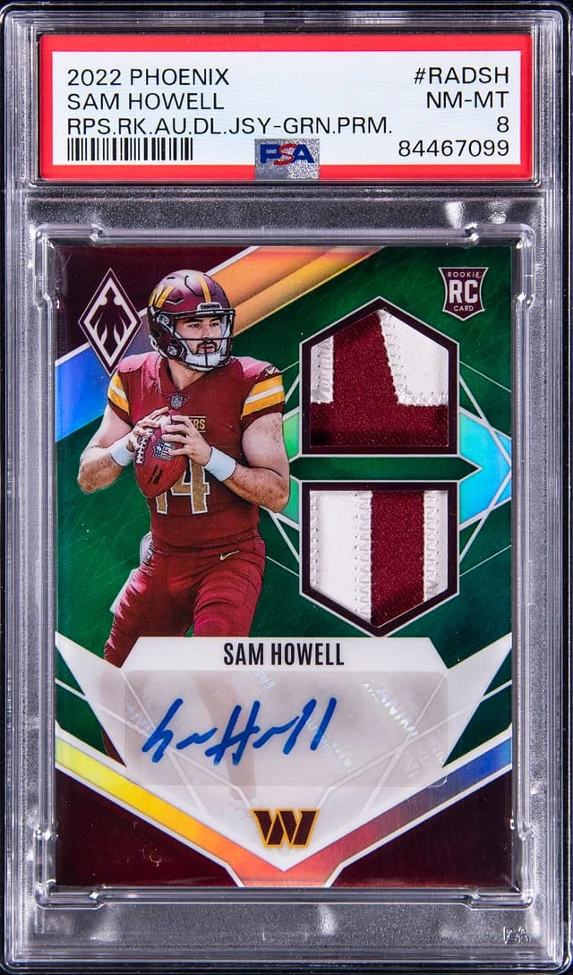 2022 Panini Sam Howell (#45332) Phoenix Rps Auto Dual Jersey Green Prime #RADSH card image