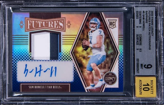 2022 Panini Sam Howell Legacy Futures Patch Autograph Sapphire #5 card image