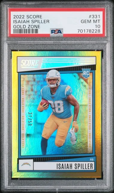 2022 Panini Score Isaiah Spiller Gold Zone #331 card image