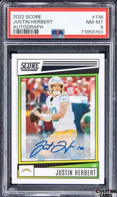 2022 Panini Score Justin Herbert Autograph #136 card image