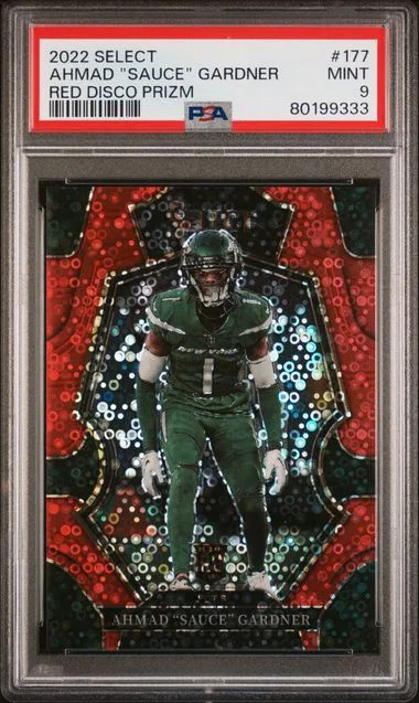 2022 Panini Select Ahmad Sauce Gardner Red Disco Prizm #177 card image