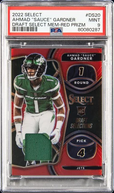 2022 Panini Select Ahmad Sauce Gardner Draft Selections Memorabilia Red Prizm #Ds20 card image