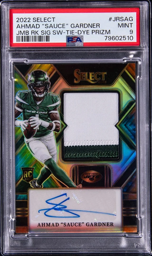 2022 Panini Select Ahmad Sauce Gardner Jumbo Signature Swatches Tie-Dye Prizm #JRS-AG card image