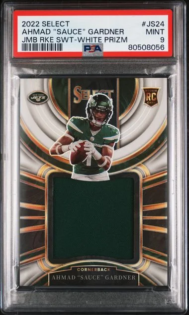 2022 Panini Select Ahmad Sauce Gardner Jumbo Swatch White Prizm #JS24 card image