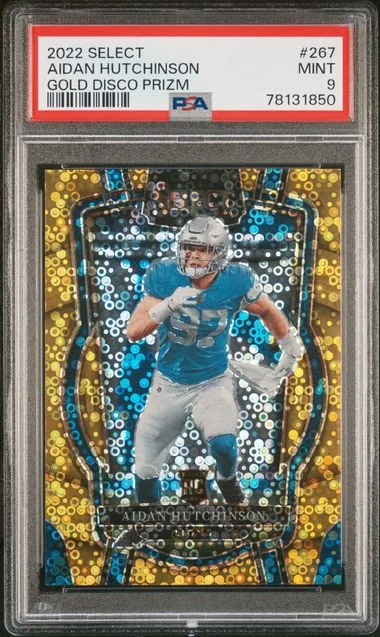 2022 Panini Select Aidan Hutchinson Gold Disco Prizm #267 card image