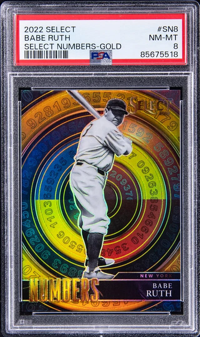 2022 Panini Select Babe Ruth Select Numbers-Gold #SN8 card image