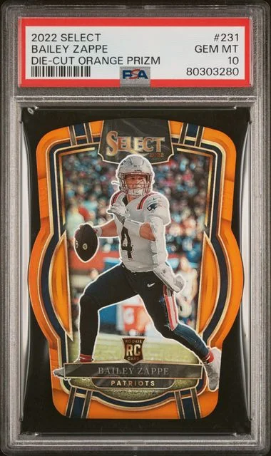 2022 Panini Select Bailey Zappe Die-Cut Orange Prizm #231 card image