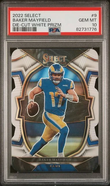 2022 Panini Select Baker Mayfield Die-Cut White Prizm #9 card image