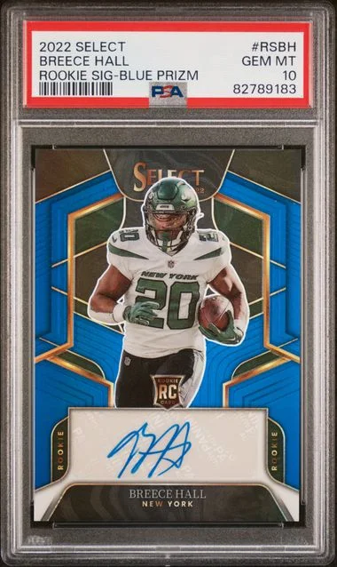 2022 Panini Select Breece Hall Signatures Blue Prizm #RSBH card image