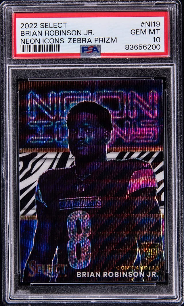 2022 Panini Select Brian Robinson Jr. Neon Icons Zebra Prizm #NI-19 card image