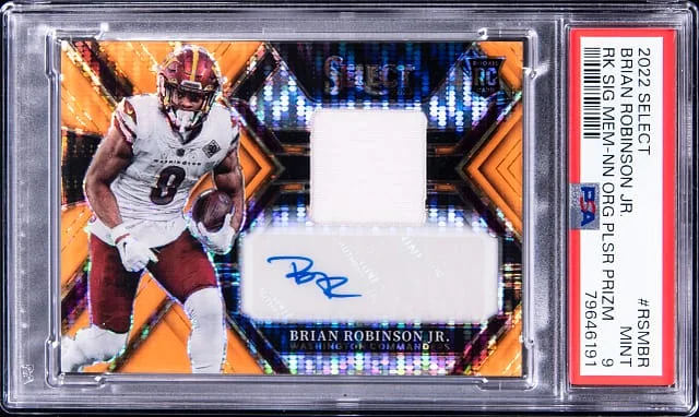 2022 Panini Select Brian Robinson Jr. Signature Material Neon Orange Pulsar Pulsar #RSM-BR card image
