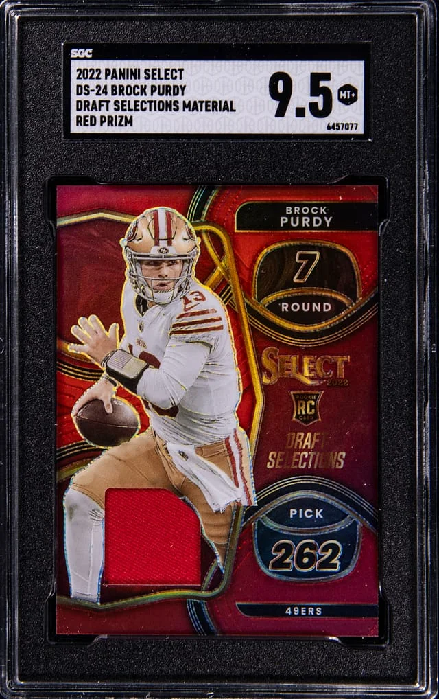 2022 Panini Select Brock Purdy Draft Selection Materials Red Prizm #DS-24 card image