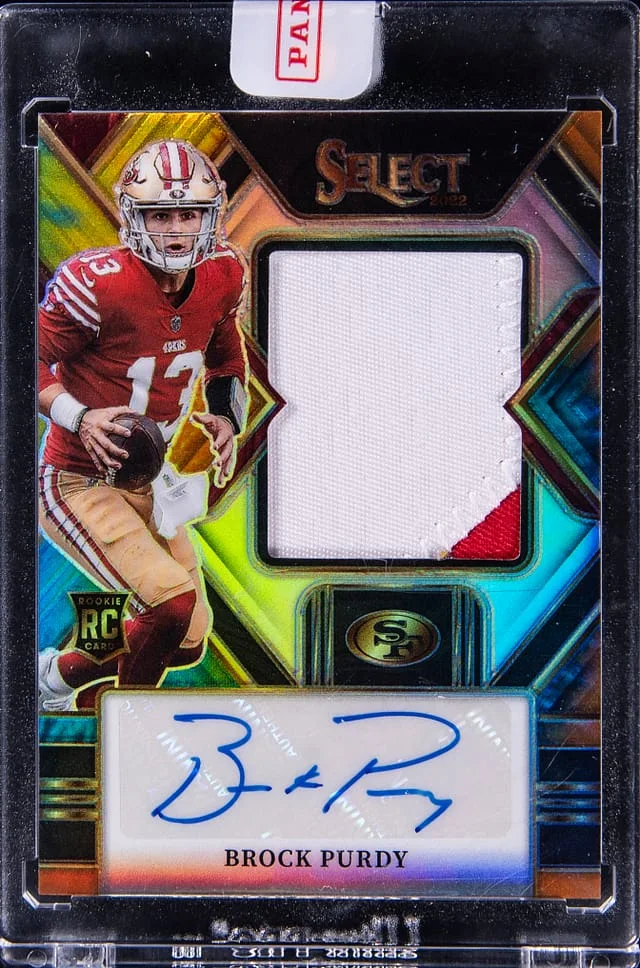 2022 Panini Select Brock Purdy Patch Autographs Tie-Dye #JRS-BP card image