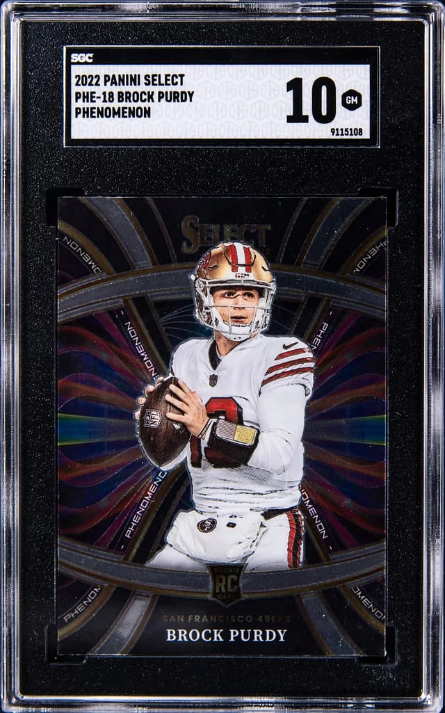 2022 Panini Select Brock Purdy Phenomenon Silver Prizm #PHE-18 card image