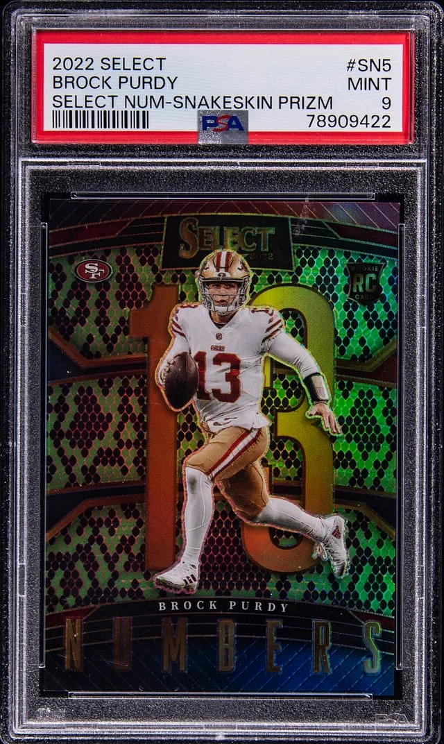 2022 Panini Select Brock Purdy Select Numbers Snakeskin Prizm #SN-5 card image
